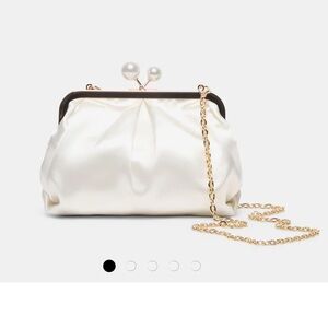 Dolce Vita White Satin Kendall Clutch